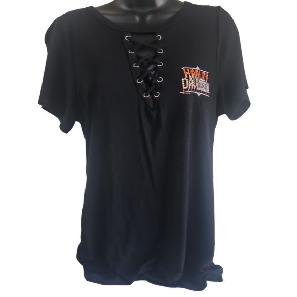 Women's Harley Davidson Short Sleeve Bling T-Shirt - Picture 2 of 9